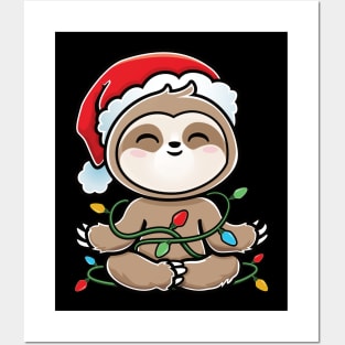 Cute Christmas Sloth Posters and Art